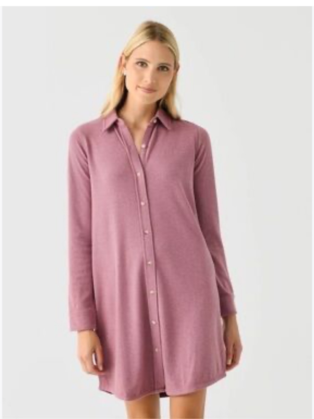 Joan Vass Dusty Rose Button-Front Tunic Dress